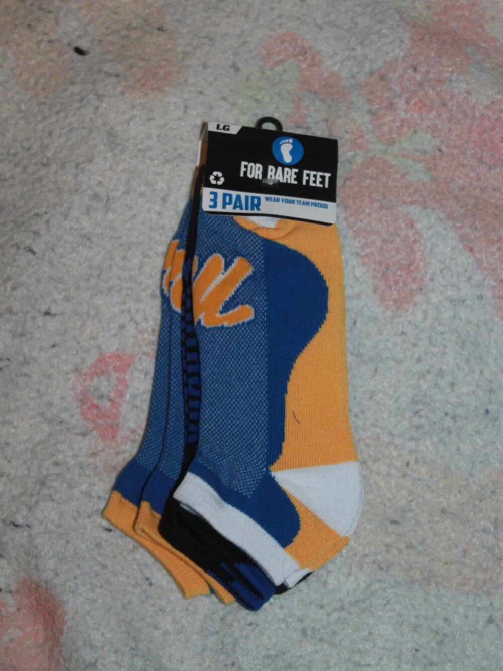 For Bare Feet NCAA Pittsburgh Panthers Team Flash 3 Pack Ankle Socks Size Large